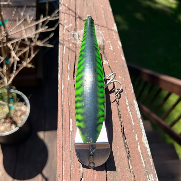 VINTAGE Green Striped Fishing Lure with hooks|Bait, Hunting,Camping, Boys-scout - Picture 4 of 17